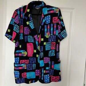 Vintage colorful‎ abstract print blazer